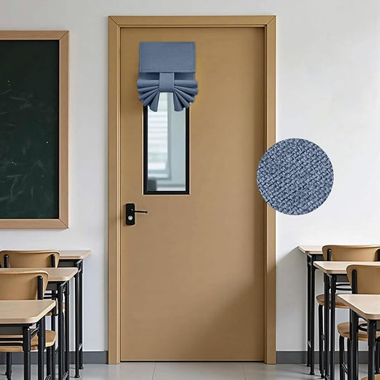 HOMEIDEAS Classroom 100% Linen Blackout French Door Curtains, Classroom Door Window Cover, Privacy Shades Thermal Insulated Small Window Covering, 1 Panel, W8 X L36 Inch, Stone Blue
