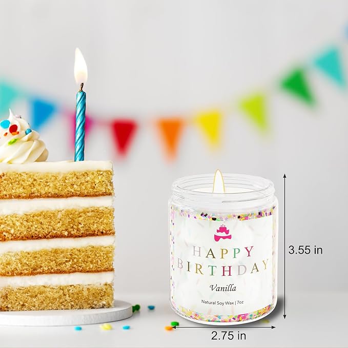 Lihome Happy Birthday Candle - Birthday Gifts for Women, Men, Mom, Dad, Sister, Teacher, Friends - Best Gifts for Her Ideas, Natural Soy Wax Vanilla Scented Candles (Pack of 2)