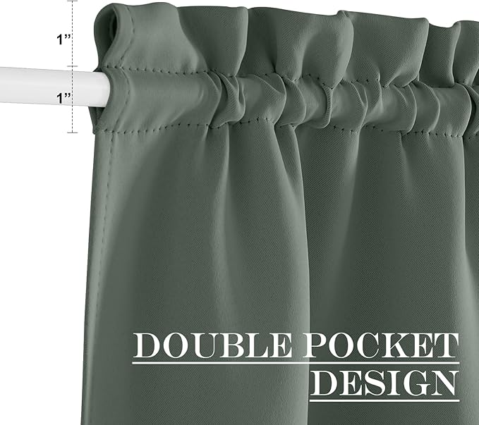 NICETOWN Blackout Curtain for French Door - Thermal Insulated Doorway Curtain, Rod Pocket Farmhouse Window Cover, Single Door Panel, 42 x 80 Inches, 1 Panel, Dark Mallard