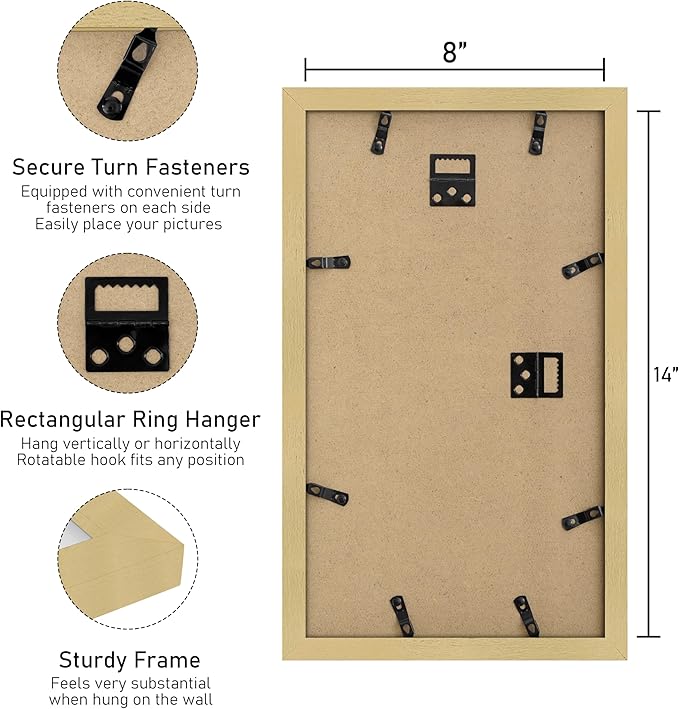 VIOLABBEY 8x14 Picture Frames 2Pack, Fits Three 4x6 Photos with Mat or One 8x14 Picture without Mat for Wall, Gold 4x6 Picture Frame Collage