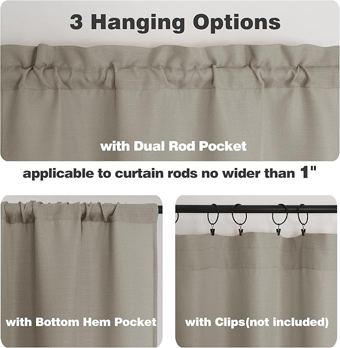 Chyhomenyc Stone Beige Curtains 96 Inch Length 2 Panels, Faux Linen Textured Semi Sheer Airy Light Filtering Soft Privacy Farmhouse Curtain Drapes for Living Room Bedroom, Each 40" Wx96 L