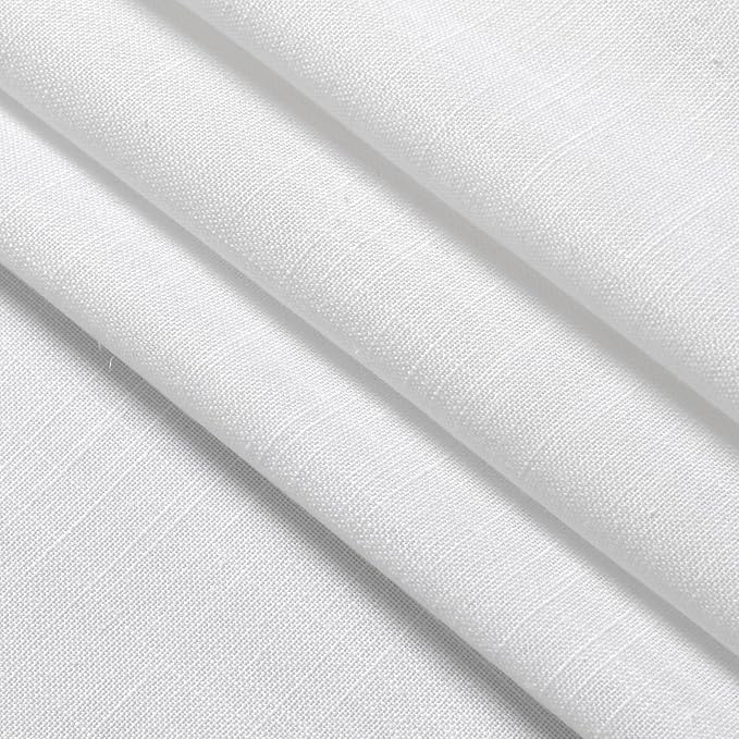 Nanspring White Linen Curtains 40 Inch Length for Kitchen Small Window Semi Sheer Curtain with Back Tab and Rod Pocket Light Filtering Front Door Drapes for Cafe Bedroom 2 Panels Set 34 X 40 Inch