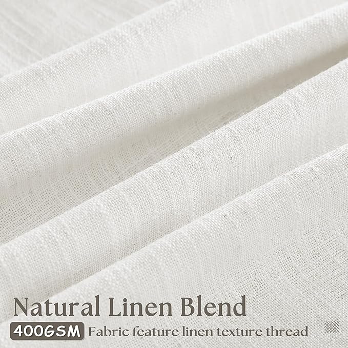 Beige White Pinch Pleated Extra Wide Curtain Panels 108 Inches Long 100 Inch Wide Linen Curtain for Sliding Glass Door Semi Sheer Hooks Rings Privacy 108 Inch Length Drape for Living Room 1 Panel