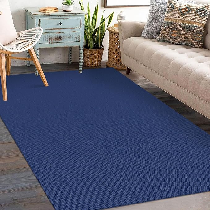 KOZYFLY Washable Entryway Rug 3x5 Ft Area Rugs Cotton Rubber Backed Throw Rugs Indoor Door Mat Kitchen Rugs Braided Floor Carpet for Front Entrance Bathroom Kitchen Living Room, Royal Blue