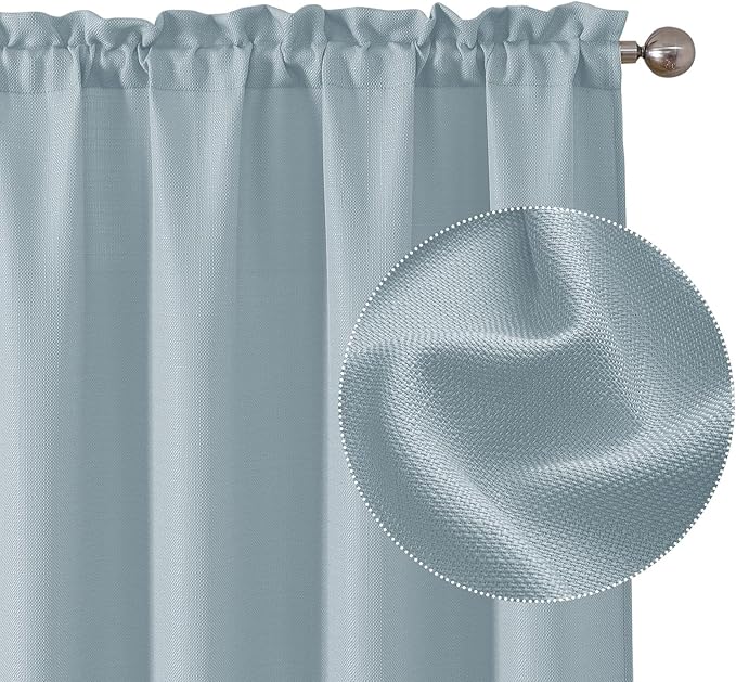 Chyhomenyc Bennet Aqua with Greenish Tone Curtains 96 Inches Long 2 Panels, Light Filtering Faux Linen Textured Airy Soft Privacy Farmhouse Curtain Drapes for Living Room Bedroom, Each 40" Wx96 L