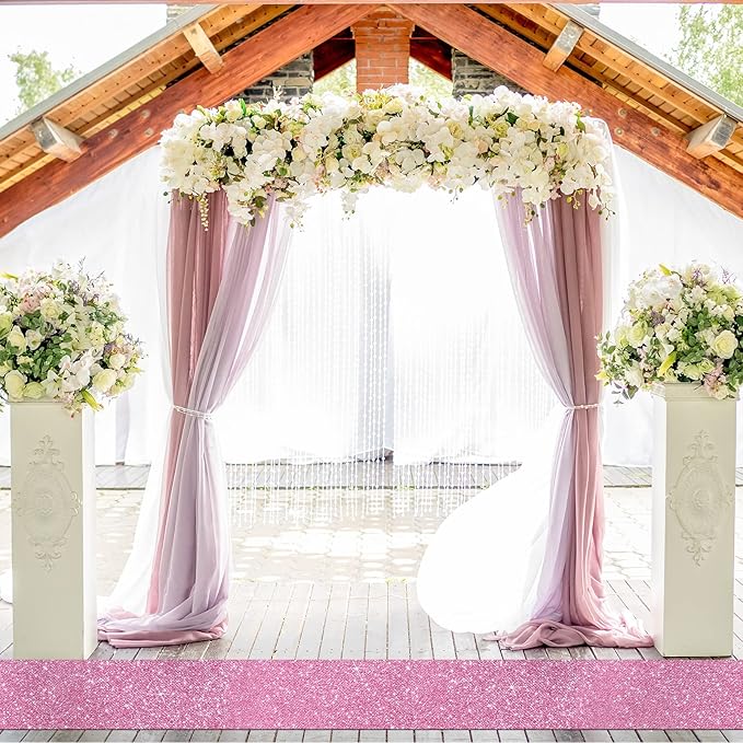Tatuo Carpet Runner Runway Rug 55 GSM Thickness with Carpet Tape for Prom Wedding Outdoor Indoor Hallway Party Decoration Rug(2.46 x 30 Feet,Glitter Pink)