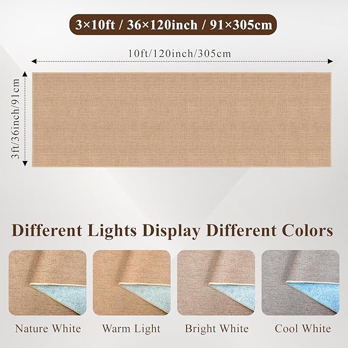 3x10 Runner Rug for Hallways: Washable Non Slip Kitchen Extra Long Jute Runners - Carpet for Bathroom Office Laundry Dining Living Room - Durable Floor Mat Boho Farmhouse Decor (Beige,3x10)