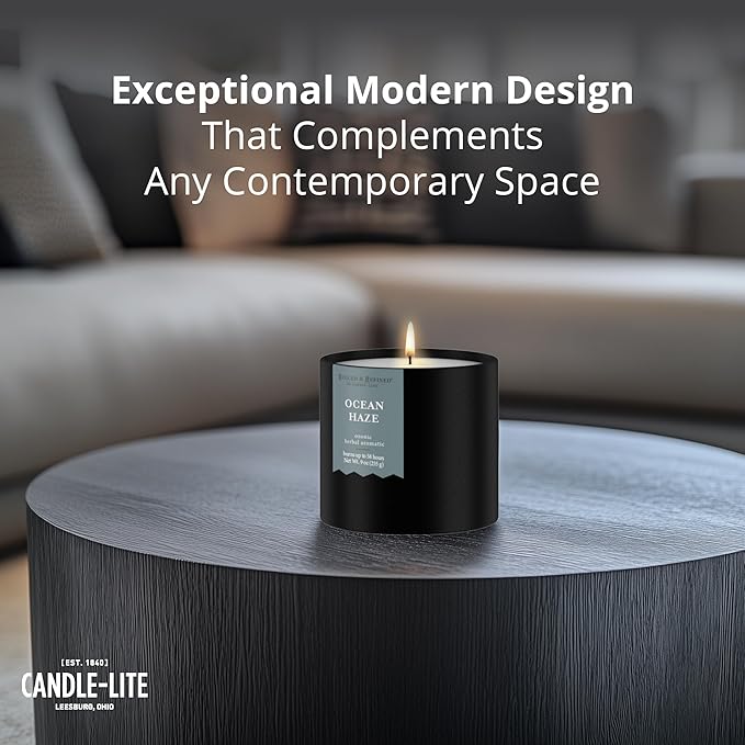 Candle-lite Rugged & Refined Scented Candle for Men, Ocean Haze, 9 oz Tin, Poured in The USA, Masculine Fragrance, 1-Wick, 58 Hours of Burn Time, Ideal Gift for Man in Your Life & Father's Day