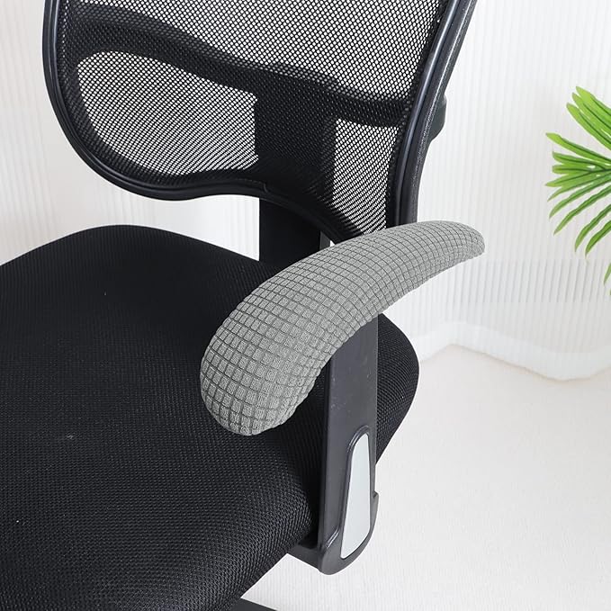 FORCHEER Office Chair Armrest Covers 10-13 inch Long Stretchable Water Resistant Jacquard Desk Chair Arm Rest Covers for Computer Chair Arm Removable Washable 2 Piece-Light Grey