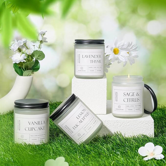 Sage & Citrus Scented Candles, Aromatherapy Jar Candle, 7 oz Long Lasting Candles, Soy Wax Candle Gift for Women
