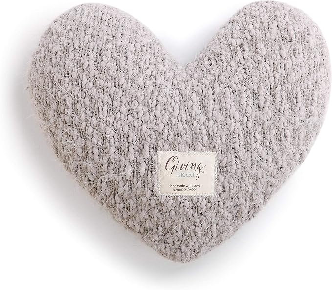 DEMDACO Giving Collection Gray Taupe Weighted Giving Heart - Weighted Heart Pillow for Bedding - Decorative Throw Pillow - Meaningful Gift Idea - Handmade - Luxurious, Soft & Cozy - 1.85 lbs