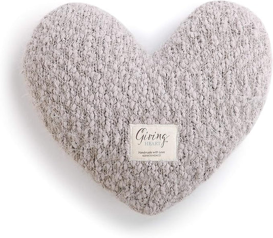 DEMDACO Giving Collection Gray Taupe Weighted Giving Heart - Weighted Heart Pillow for Bedding - Decorative Throw Pillow - Meaningful Gift Idea - Handmade - Luxurious, Soft & Cozy - 1.85 lbs