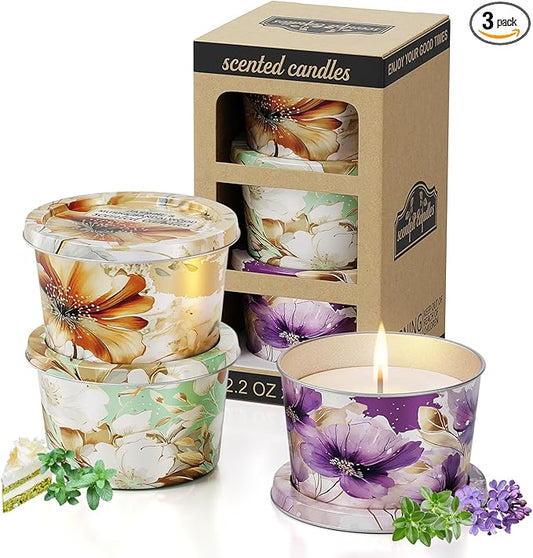 3-Pack Aromatherapy Candle Set - Travel-Size Scented Candles 2.5 oz Each | 10+ Hour Relaxing Long-Lasting Burn | Fragrant Soy Candles for Home, Gifts, Meditation & Christmas