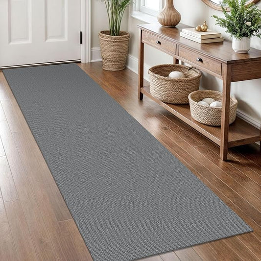 KOZYFLY Washable Runner Rug 2x8 Ft Runners for Hallways Non Slip Kitchen Runner Rugs Braided Cotton Entryway Runner Indoor, Carpet Runners for Hallway Entryway Bedroom, Grey