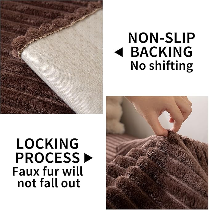 HAOMAIJIA Waterproof Couch Cover for Dogs Washable,Faux Fur Pet Couch Covers for Sofa,Soft Dog Bed Cover Non-Slip Couch Covers for 3 Cushion Couch Sofa Pet Friendly (Brown, 35" x 47" 1 Pack)
