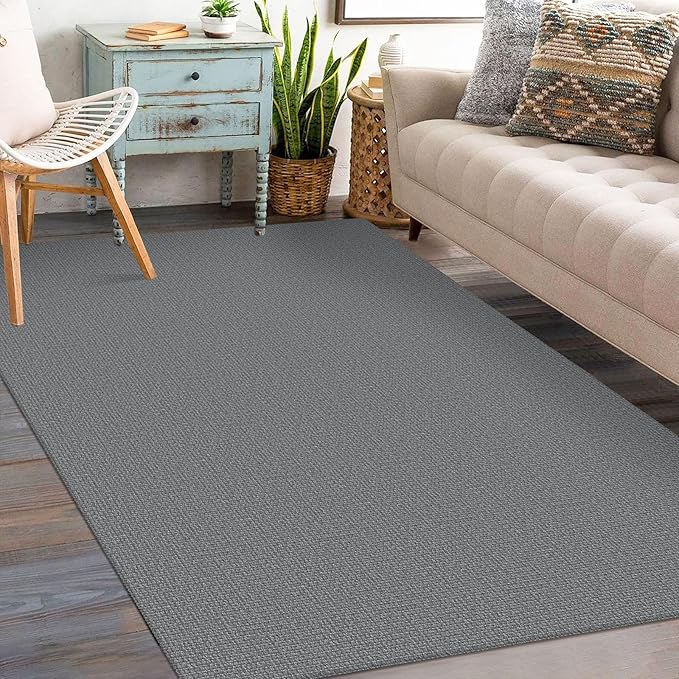 KOZYFLY Washable Entryway Rug 3x5 Ft Area Rugs Cotton Rubber Backed Throw Rugs Indoor Door Mat Kitchen Rugs Braided Floor Carpet for Front Entrance Kitchen Living Room, Grey