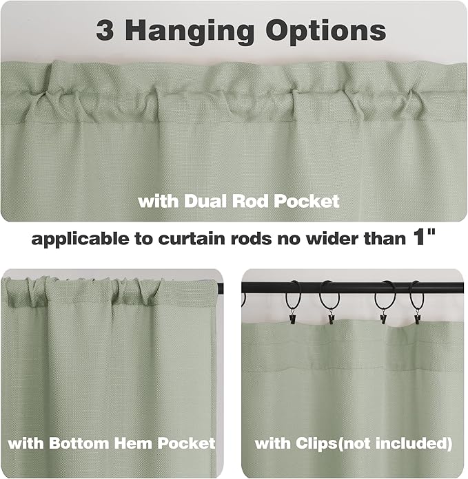 Chyhomenyc Light Green Curtains 72 Inch Length 2 Panels Set, Faux Linen Textured Semi Sheer Light Filtering Soft Airy Privacy Farmhouse Curtain Drapes for Living Room Bedroom, 40 Wx72 L Inches