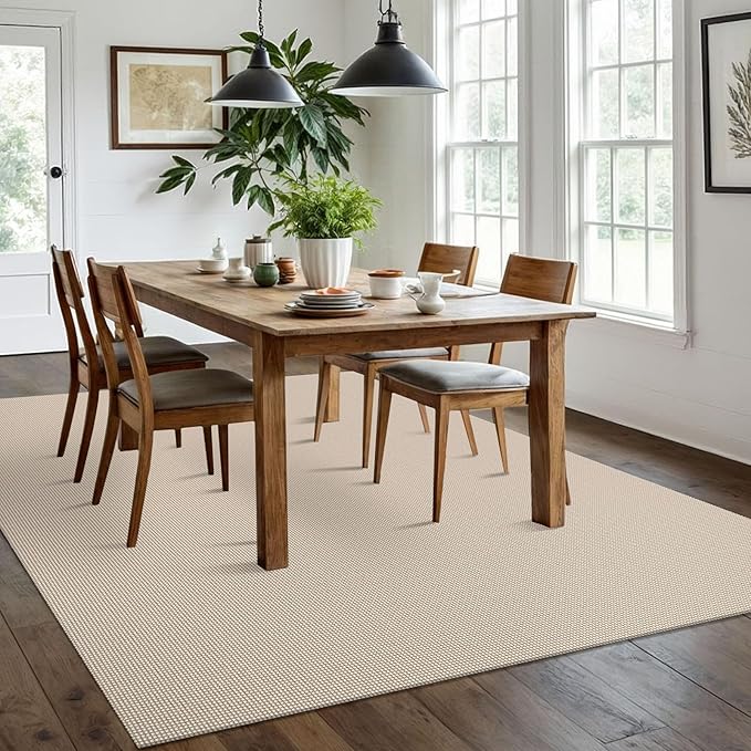 IOHOUZE Washable Area Rug 6x9 Non Slip Rubber Backed Rugs for Living Room, Dining Room Rugs Bedroom Rug, Woven Indoor Floor Carpet for Living Room Nursery Office, Beige/Khaki