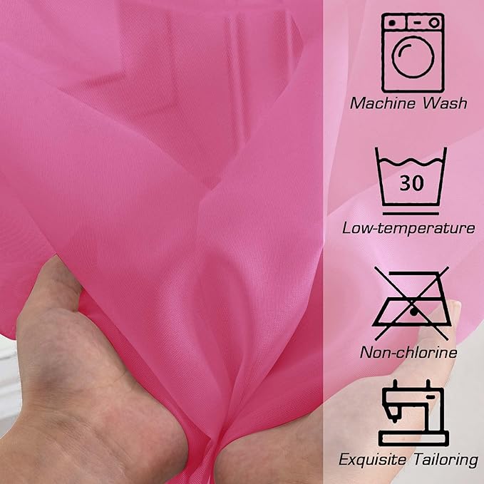 OWENIE Sheer Hot Pink Curtains for Bedroom Living Room 63 Inch Length 2 Panels Set, Modern Soft Solid Light Filtering Sheer Curtains for Dining Room, Rod Pocket Window Treatments, Hot Pink, 42"Wx63"L
