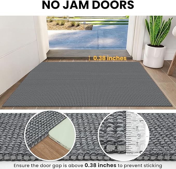 IOHOUZE Washable Exrea Long Hallway Runner Rug 3x18 Non Slip Rubber Backed Kitchen Runner Entryway Runner Indoor, Woven Rugs Floor Carpet for Kitchen Hall Entryway Stair, Dark Grey