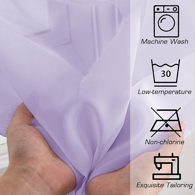 OWENIE Light Purple Sheer Curtains 90 Inches Long 2 Panels Set for Living Room Bedroom, Light Filtering Rod Pocket Clear Sheer Curtain 2Pcs, Each 42" W x 90" L,Lavender