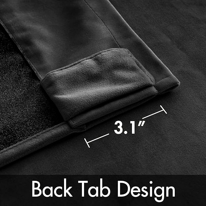 MIULEE Black Velvet Curtains 63 inch Length 2 Panels - Luxury Blackout Curtains for Bedroom Living Room Thermal Insulated Super Soft Window Drapes Back Tab Halloween Decor, W52 x L63 inches