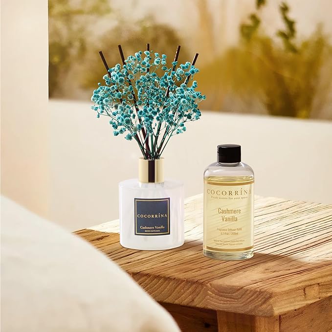 COCORR??NA Reed Diffuser - Cashmere Vanilla 6.7 fl oz Reed Diffuser for Bedroom Bathroom Home D??cor