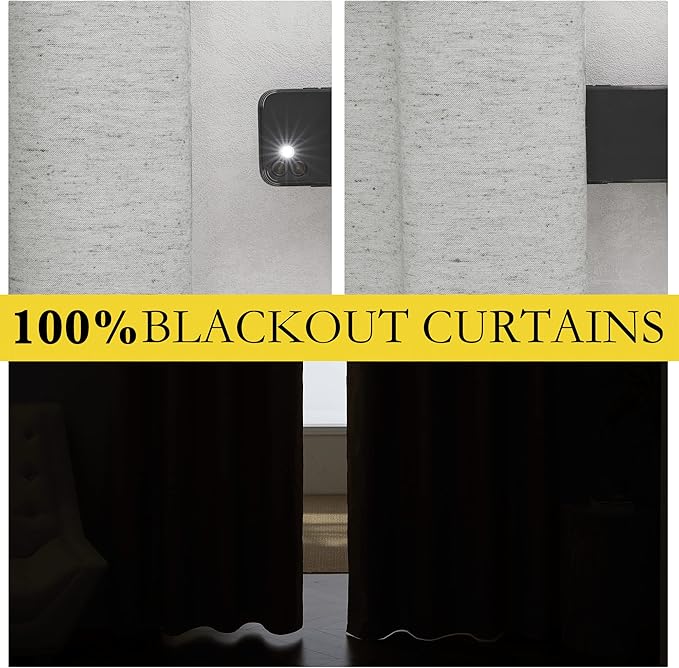 NICETOWN Grey Noise and Lights Block Out Curtains, 2 Panels, 42-inch W by 72-inch L, Thermal Insulated 100% Blackout 2-Layer Lined Drapes, Noise Cancellation Window Draperies for Dining Room