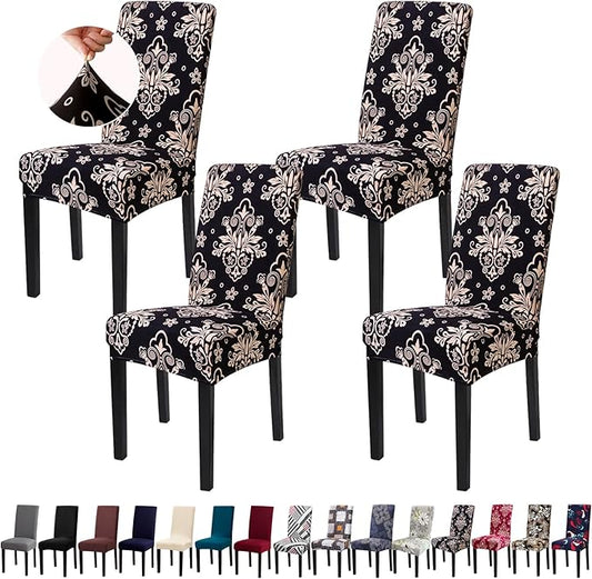 Dining Room Chair Covers - Stretch Kitchen/Dining Room Set of 4, Removable Washable Slipcovers for Home, Hotel, Banquet
