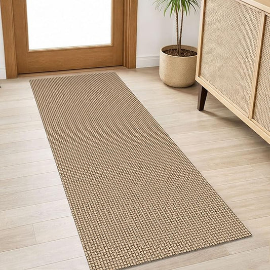 IOHOUZE Washable Runner Rug 2x5 Non Slip Rubber Backed Runners for Hallways Entryway Runner Indoor, Throw Rug Woven Cotton Floor Carpet for Hall Entrance Bedroom, Orange/Tan/Brown