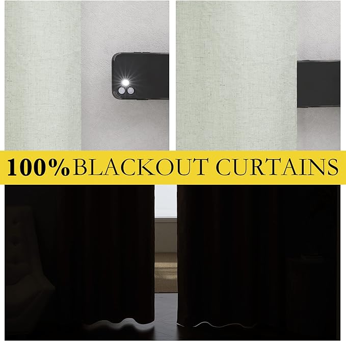 NICETOWN Sage Green Kitchen Linen Completely Shaded Draperies, 2 Pieces, W62 x L63, Privacy Protection & Noise Reducing Ring Top Drapes, White Lined Insulated Window Treatment Curtain Panels