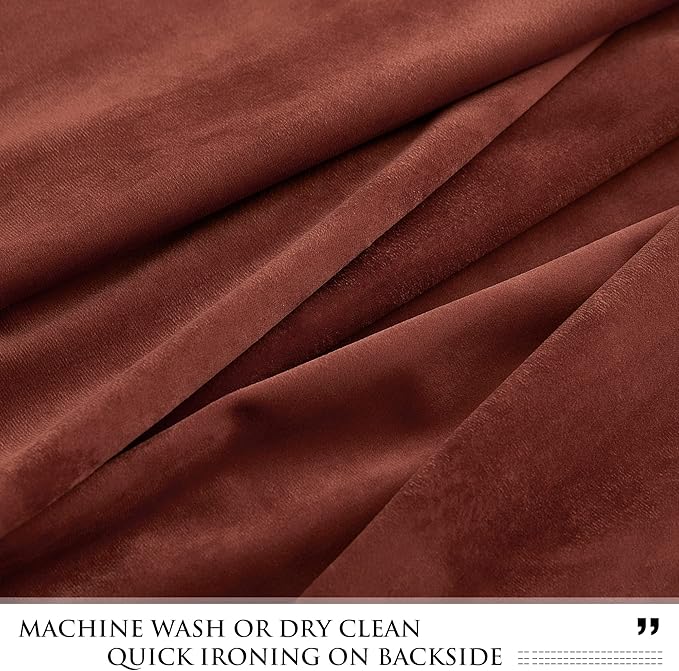 StangH Rust Velvet Curtains 108 inches Long, Grommet Energy Efficient Window Panels Room Darkening Privacy Drapes for Guest Bedroom/Dining Room/Closet, Rust Red, W52 x L108, 2 Panels