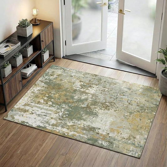 Entryway Rug 3x5 Green Door Mat Indoor Entrance 36x60, Washable Small Throw Rugs for Kitchen Floor, Entry, Front Door, Bedroom Bedside, Non-Slip Low Pile Stain & Fade Resistant, Sage Green