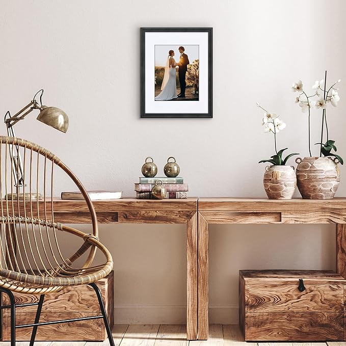 Americanflat Vintage Frames - 11x14 Picture Frame with Beaded Accents and Shatter-Resistant Glass - Use as 8x10 Frame or Display 11x14 Photos Without Mat - Heirloom Collection - Wall Display - Black