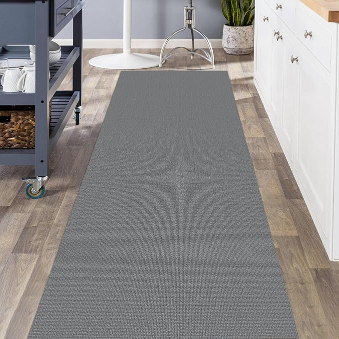KOZYFLY Washable Runner Rug 3x8 ft Hallway Kitchen Runner Rugs with Rubber Backing Bobo Non Slip Entryway Runner Indoor, Carpet Runners for Hall Entryway Bedroom, Grey