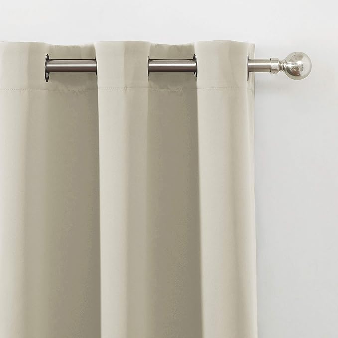 LEMOMO Light Beige Thermal Blackout Curtains/42 x 95 Inch/Set of 2 Panels Room Darkening Curtains for Bedroom