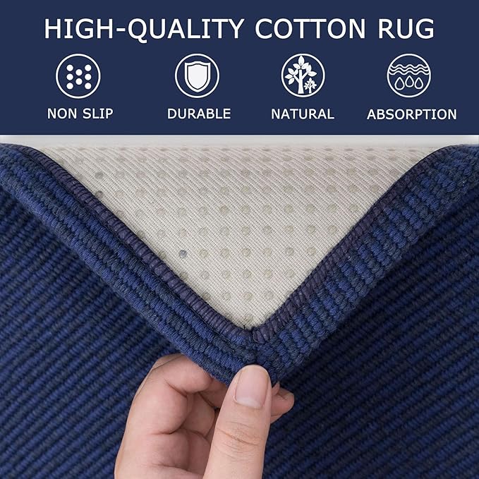 KOZYFLY Washable Runner Rug 3x12 ft Hallway Kitchen Runner Rugs with Rubber Backing Bobo Non Slip Entryway Runner Indoor, Long Carpet Runners for Hall Kitchen Entryway, Royal Blue