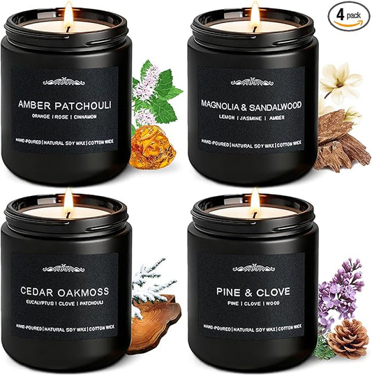 Men Candles Gift Set - 28oz Soy Wax 200h Long Lasting Candle, Masculine Scented Candles with Pine/Sandalwood/Amber/Oakmoss - Candles for Home Scented, Birthday, Father's Day, Man Cave Decor