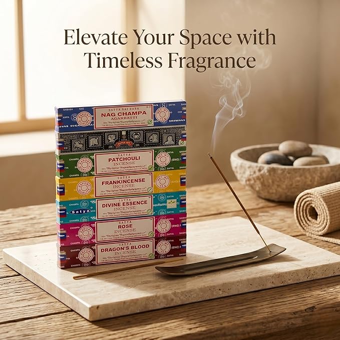 Satya Incense Gift Set Nag Champa, Super hit, Dragon's Blood, Frankincense, Patchouli, Rose, Divine Essensce, 15 g (Divine)