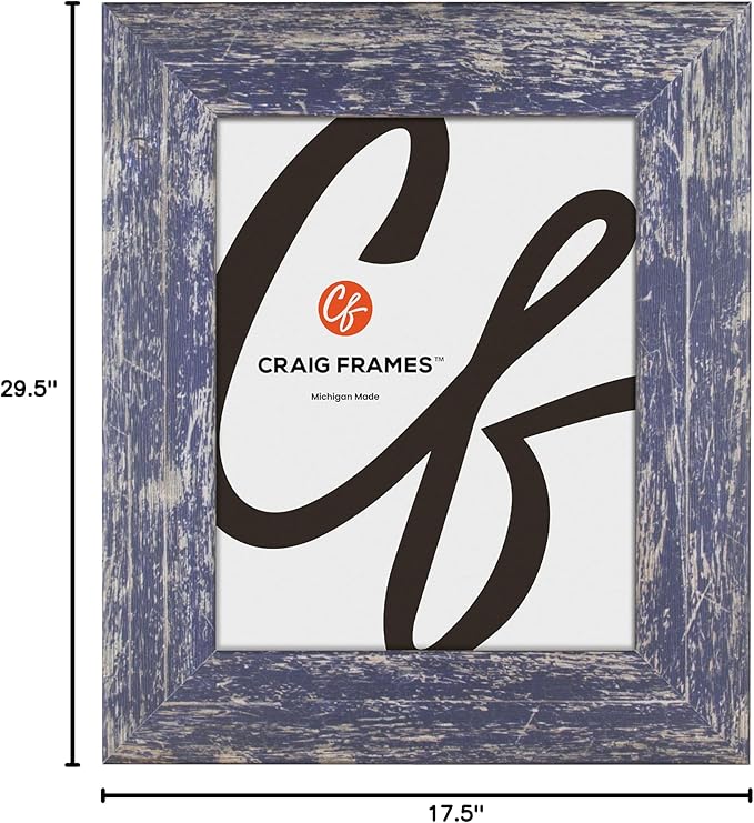 Craig Frames American Barn, 14x26 Picture Frame, Faux Barnwood, Blue