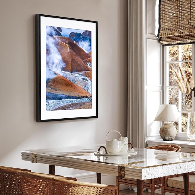 Americanflat 24x36 Poster Frame with Polished Plexiglass - Use as 20x30 Frame with Mat or Display 24x36 Photo Without Mat - Soho Collection - Deep Molding Picture Frames for Wall Display - Black