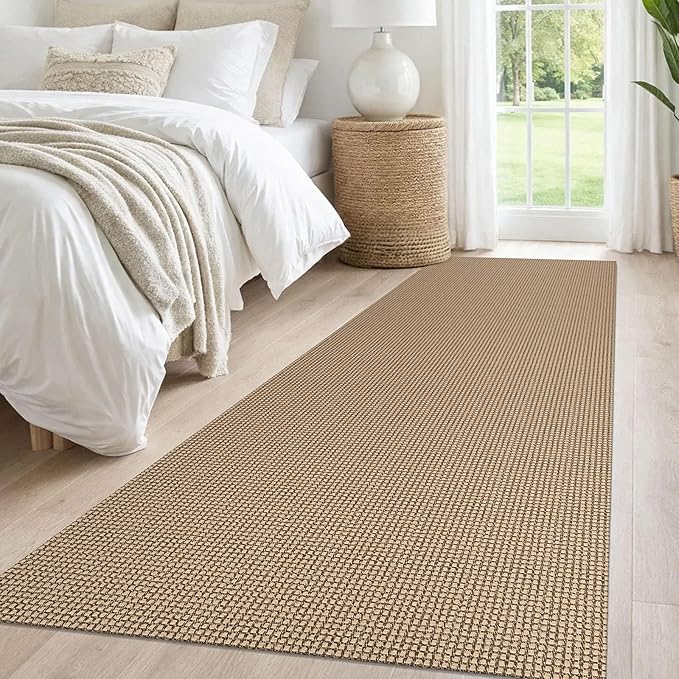 IOHOUZE Washable Runner Rug 3x8 Non Slip Rubber Backed Wide Hallway Runner Entryway Runner Indoor, Woven Kitchen Rugs Cotton Floor Carpet for Hall Entrance Bedroom, Orange/Tan/Brown