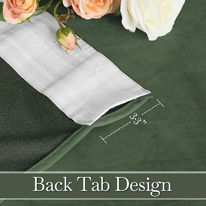 RYB HOME Elegant Green Velvet Curtains 96 inches Long, Light Blocking, Thermal Insulated, Stylish Velvet Drapes with Hook Belt for Cozy Home Aesthetics, 62" W x L96 L, 2 Panels Set