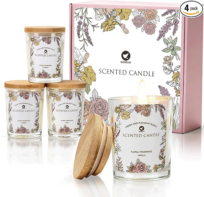 Scented Candles Set 4pcs-Candles Clearance Rose, Lavender, Vanilla, Jasmine Fragrance, Suitable for Women, Birthday, Bath Yoga, Wedding
