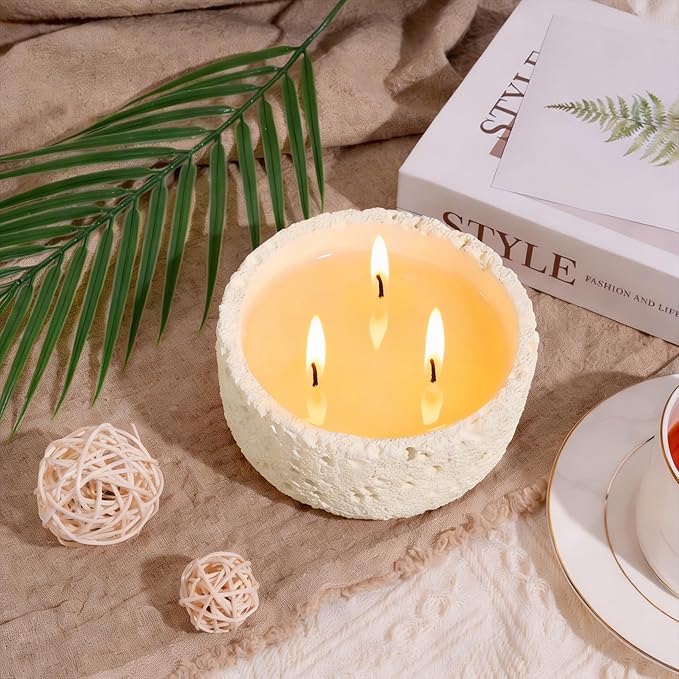Viyffo Large 20oz Scented Candle – Creamy Vanilla, 3 Wick Non Toxic Soy Candles for Women & Men, Matte Ivory White Ceramic Jar Perfect for Home Fragrance, Elegant Spring Décor & Premium Gift
