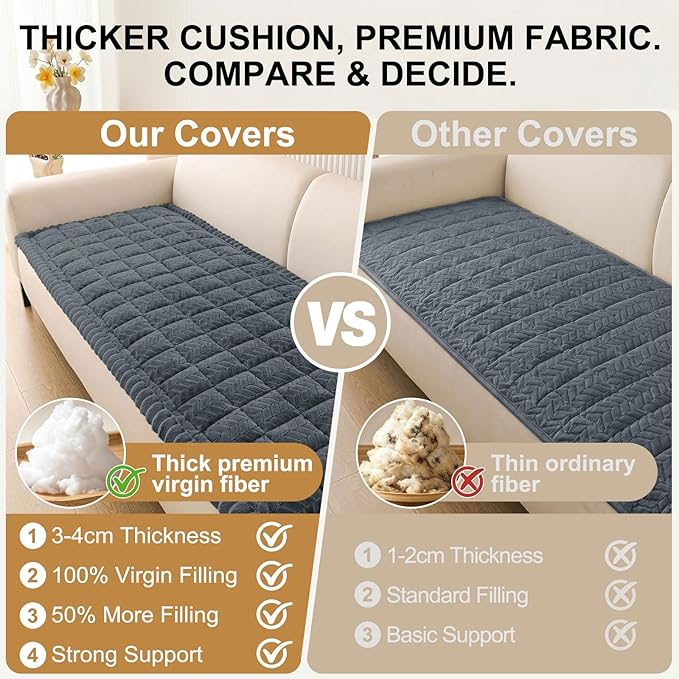 Smiry Non Slip Couch Covers for Dogs, Fuzzy Pet Couch Covers for 3 Cushion Sofa Pet Friendly, Soft Sofa Slipcovers Cushion Furniture Protector Washable (Dark Grey, 27.6" x 70.9")