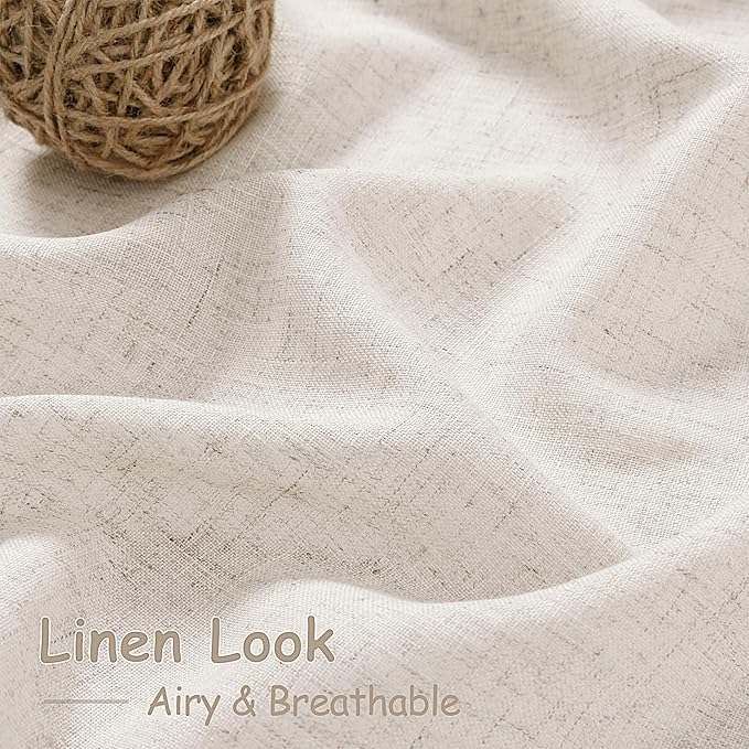 Extra Long Curtain 108 inches Long 2 Panels Set Back Tab Beige Linen Drapes for Living Room Neutral Farmhouse Light Filtering Semi Sheer Linen Curtains 108 inch Length for Large Window Tan 9 FT