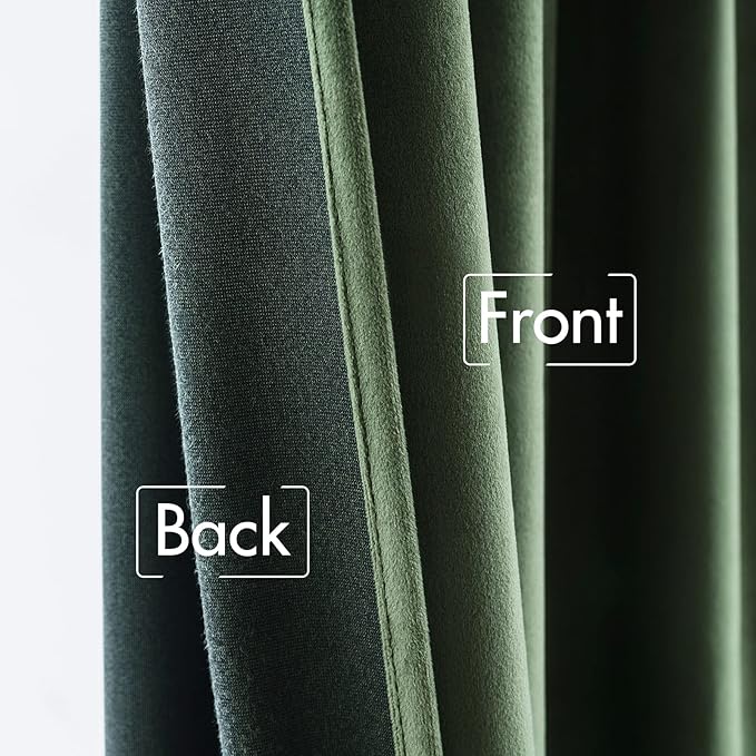 MIULEE Velvet Curtains 2 Panels Luxury Blackout Curtains for Bedroom Living Room Thermal Insulated Super Soft Window Drapes Rod Pocket & Back Tab, Olive Green, W52 x L72 inches