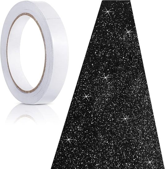 Tatuo Carpet Runner 2.46 x 30 ft Runway Rug 55 GSM Thickness with Carpet Tape for Prom Graduation Wedding Outdoor Indoor Hallway Movie Party Decoration Rug(2.46 x 30 Feet,Glitter Black)