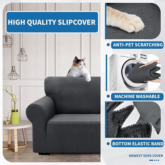 XINEAGE 2026 New Stretch Armchair Covers 1 Piece Chair Slipcovers Chair Protector for Living Room Thick Soft Chair Cover with Elastic Bottom Couch Cover for Pets Kids (31"-46", Dark Gray)